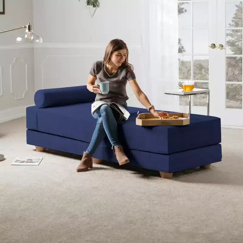 Tagesbett / ausklappbares Schlafsofa in Queen-Size – Microvelours
