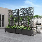 MAYEERTY Planter Box with Trellis Iron Black Net 01 Style 72x47x16in 3-Piece Set