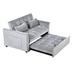 Modernes ausziehbares Schlafsofa, 3-in-1-Schlafsofa mit verstellbarer Rückenlehne, Samt-Loveseat, Kissen und Seitentaschen