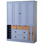 Whisen 71'' Tall Freestanding Kitchen Pantry, Large Dining Storage Cabinet Cupboard Sideboards With 4 Foldable Doors, Shelves, Wine Racks