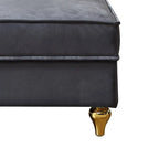 Fauteuil méridienne élégant français en velours avec revêtement rembourré et rangement, avec coussin