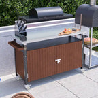 Grillwagen für den Außenbereich mit Tischplatte aus Edelstahl (Hocker nicht enthalten)