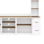 ModernLuxe 4-in-1 Farmhouse Entertainment Center Wall Unit, Fits TVs Up to 70, TV Stand Media Console w/ Adjustable Shelves & Drawers