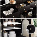 Opbergkast van 55 inch, smal buffet- en dressoirkast met 3 laden en 4 deuren voor keuken, eetkamer en woonkamer