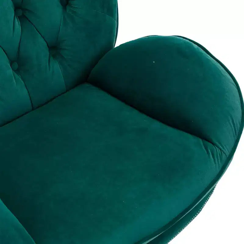 Okak Samt-Sessel mit Hocker, moderner armloser Wohnzimmersessel im Mid-Century-Stil, weicher und bequemer Sessel zum Fernsehen und Spielen