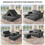 Canapé modulable Cloud convertible, confortable, en velours côtelé, avec assise profonde et coussins hauts, montage facile