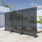 V-Shaped Triangle Pattern Black Galvanized Steel Screen | 183H x 120W x 4D cm