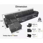 Dyonery Modular Corduroy Sectional Sofa with Washable Covers