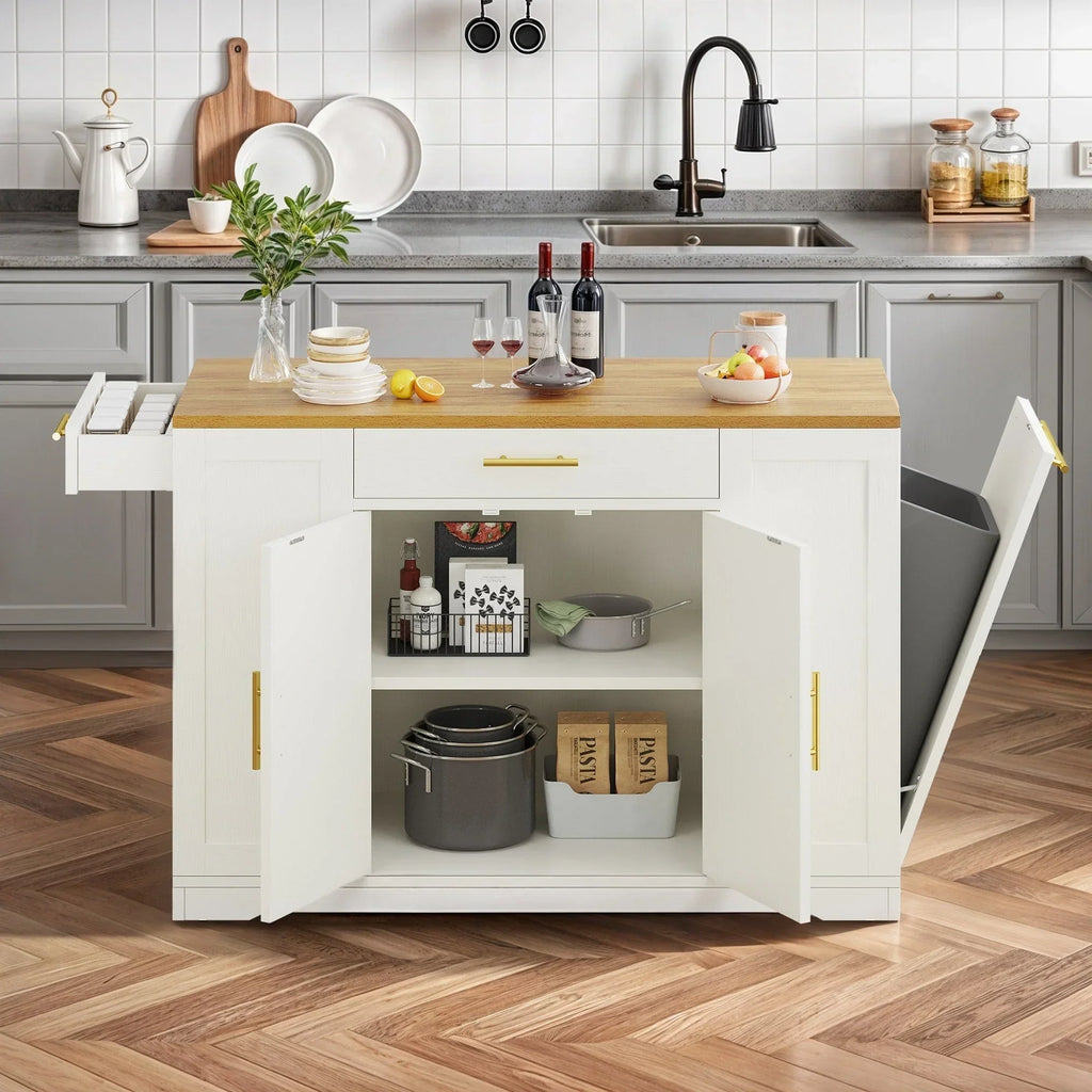 Îlot de cuisine roulant Moasis de 53 pouces, meuble de rangement, chariot de cuisine portable et mobile
