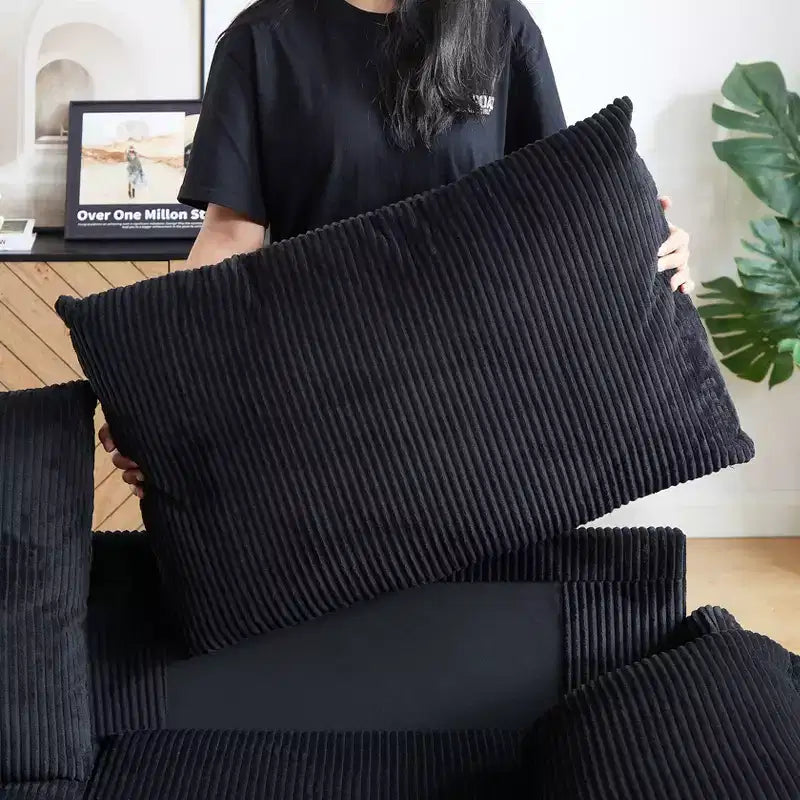 64,5 3-in-1-Schlafsofa aus Cord mit ausziehbarem Bett