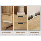 Bibliothèque haute de 72 pouces avec 4 tiroirs, bibliothèque de rangement autoportante de style maison de campagne pour chambre, salon et bureau à domicile