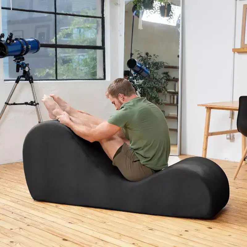 Avana elegante chaise longue voor yoga - Gemaakt in de VS - Ideaal voor stretchen, ontspanning, sporten en meer, 60D x 18W x 26H inch, lichtgrijs