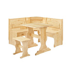 MUSEHOMEINC 3-teiliges Frühstücks-Esszimmerset im traditionellen Stil aus Massivholz mit Seitenbank und verstecktem Stauraum