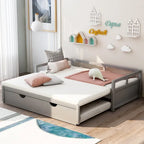 Ausziehbares Tagesbett mit Ausziehbett, hölzernes Tagesbett mit Ausziehbett
