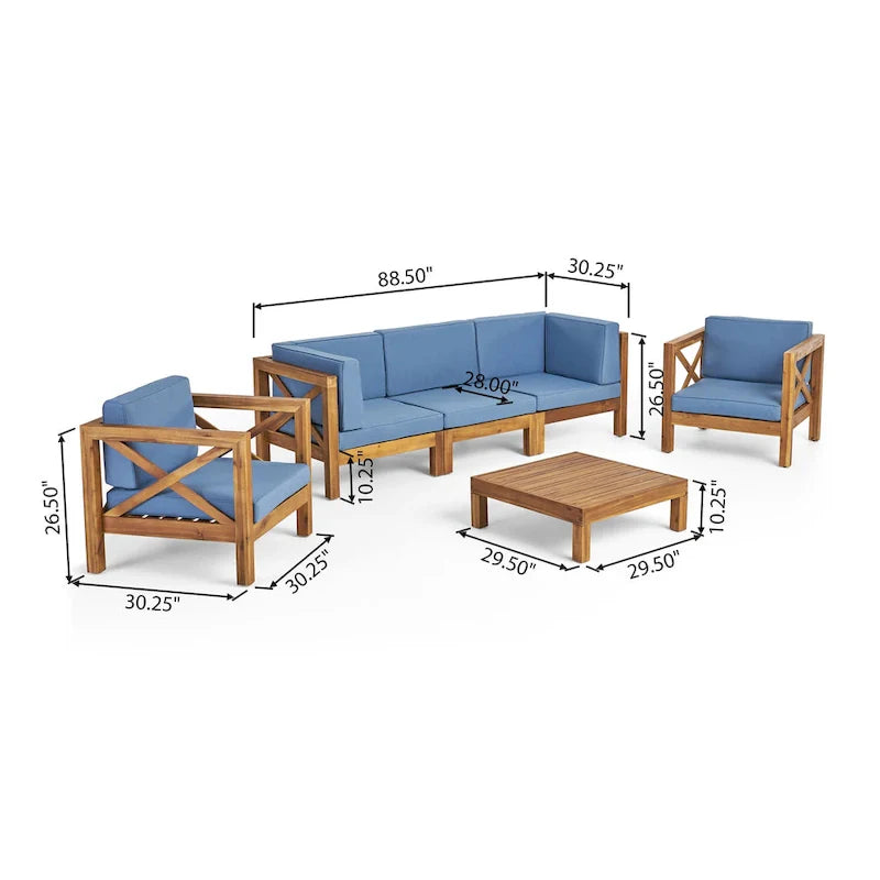Brava 6-teiliges Outdoor-Set aus Akazienholz von Christopher Knight Home