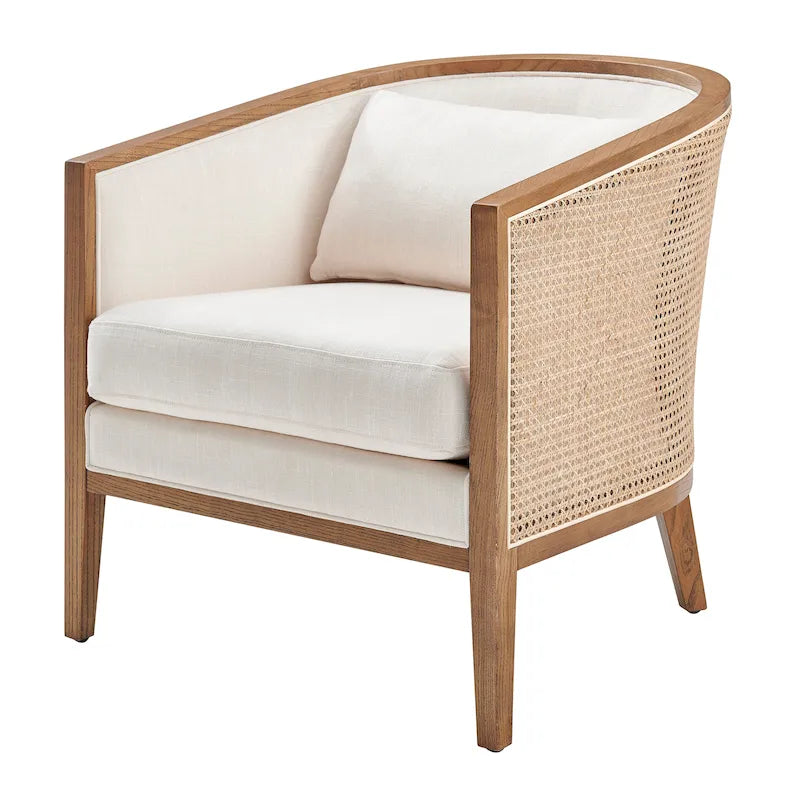 Tillman Akzentstuhl aus Leinen mit Rattan