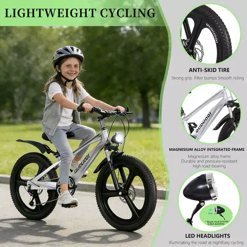 NAYSAYE 20-Zoll-Mountainbike für Kinder mit 7-Gang-Schaltung und Rahmen aus Magnesiumlegierung für Jungen und Mädchen von 8 bis 12 Jahren, 57.09*21.65*29.92