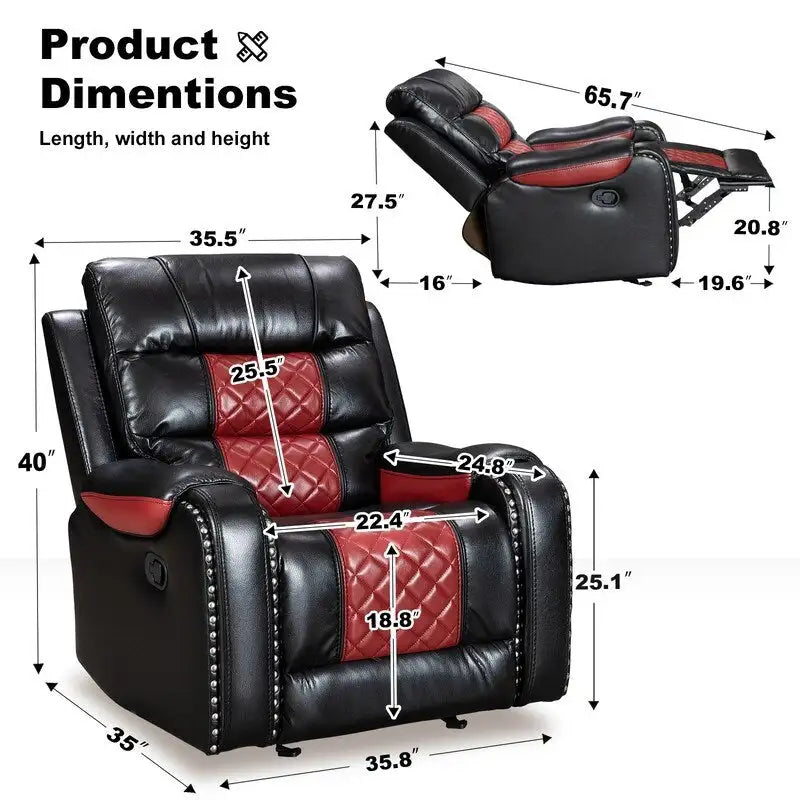 Ruime relaxfauteuil van kunstleer in Amerikaans design voor de woonkamer