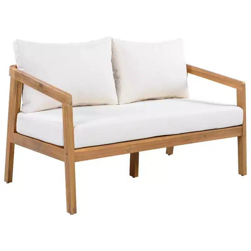 Christopher Knight Home Sunny Modernes 5-teiliges Sitzset aus Akazienholz mit rechteckigem Tisch mit Lattenplatte und 7 Sitzplätzen