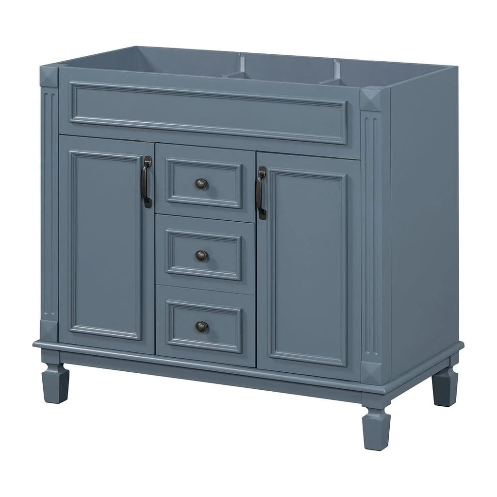 Meuble-lavabo moderne de salle de bains de 36 po avec vasque sur plan, armoire à miroir, 2 portes et 2 tiroirs