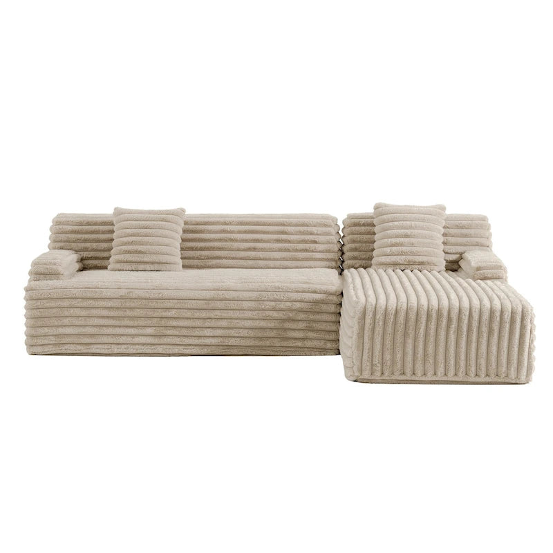 Cloud-Ecksofa, modernes Polstersofa mit 2 Zierkissen, frei kombinierbares Sofa, modulares L-förmiges Ecksofa