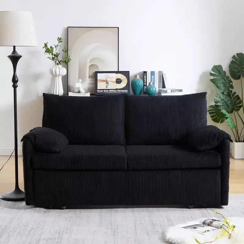 64,5 3-in-1-Schlafsofa aus Cord mit ausziehbarem Bett