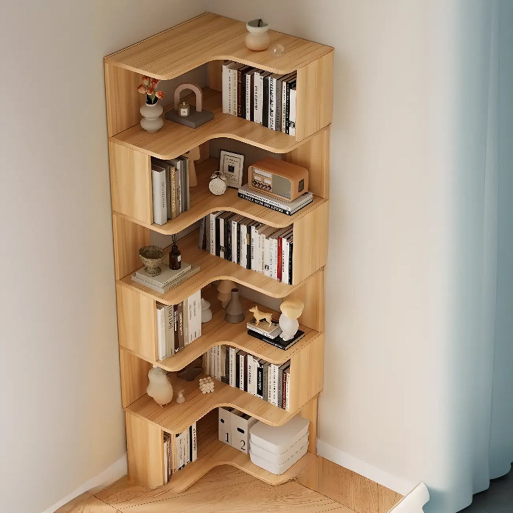 Eckbücherregal aus Holzwerkstoff mit 6 Ablagen
