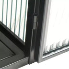 Moderner 2-türiger Wandschrank von Okak mit 3-stufigem Stauraum und Glastüren für Eingangsbereich, Esszimmer, Wohnzimmer oder Küche