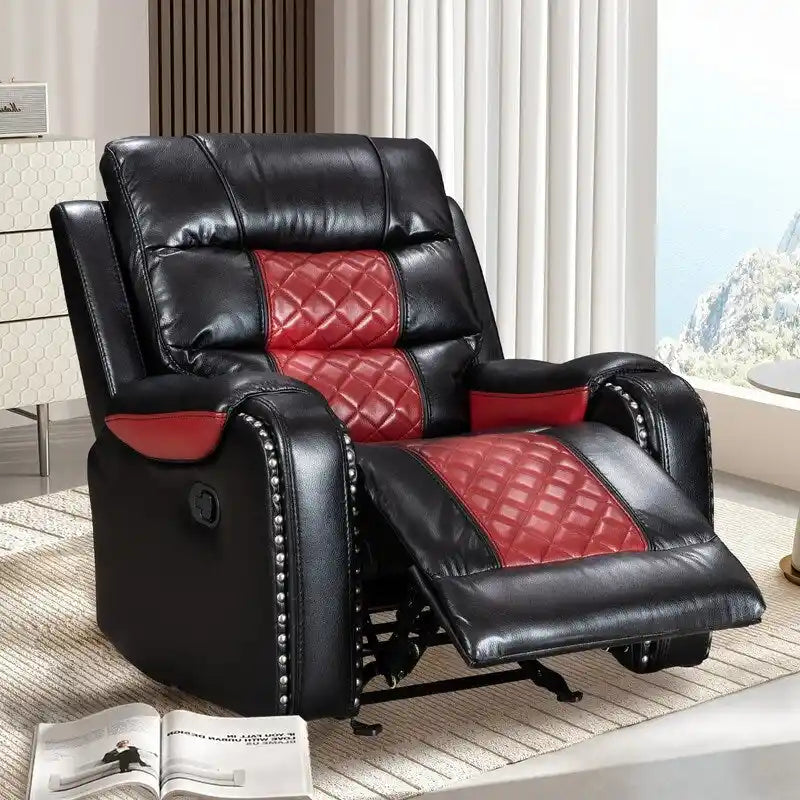 Ruime relaxfauteuil van kunstleer in Amerikaans design voor de woonkamer