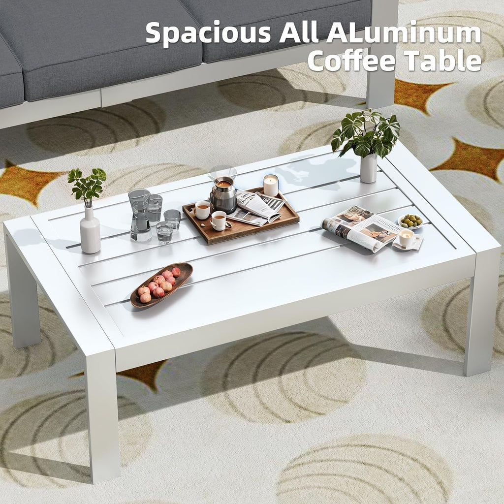 AECOJOY 7-teiliges Aluminiummöbel-Set für die Terrasse, Outdoor-Sitzgruppe