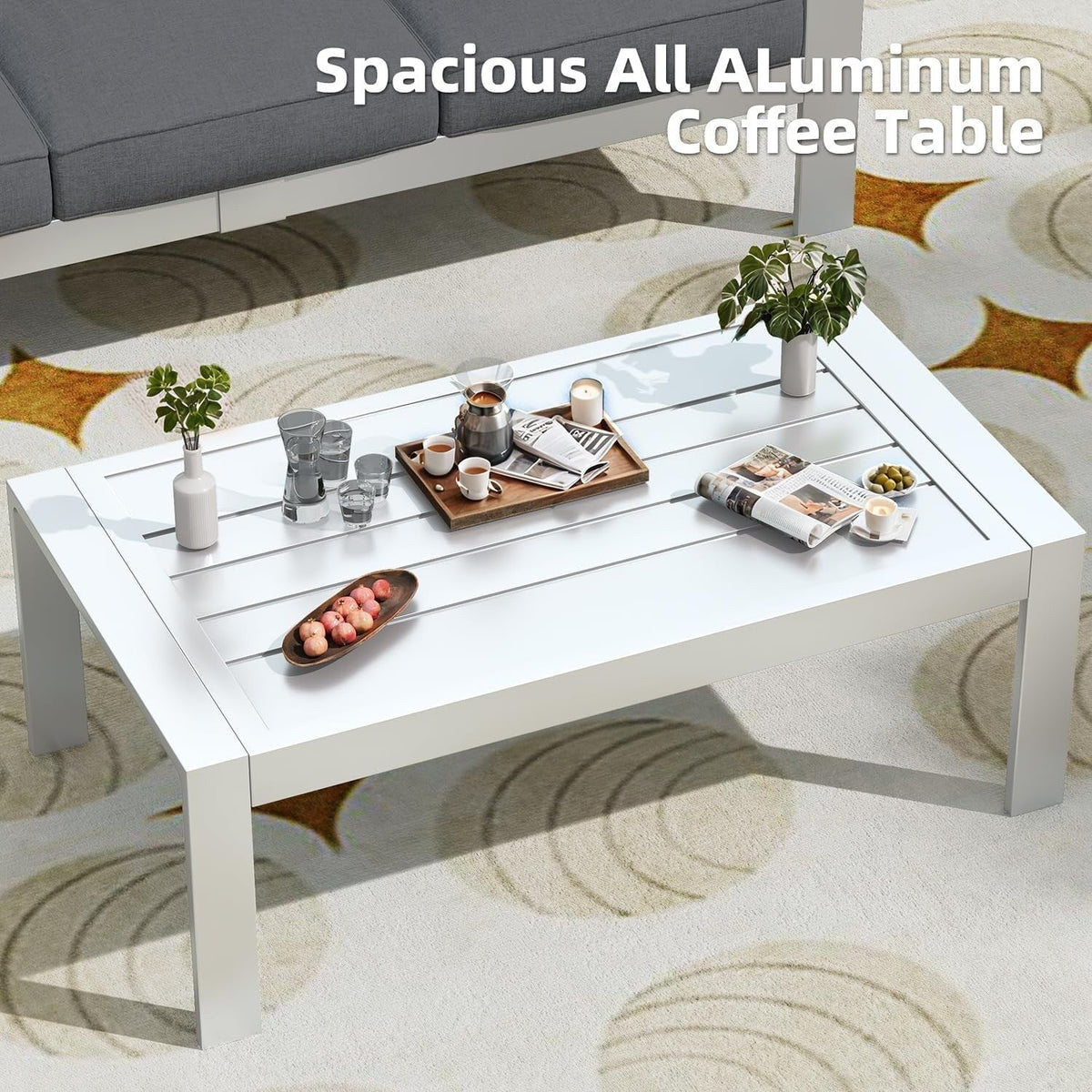 AECOJOY 7-teiliges Aluminiummöbel-Set für die Terrasse, Outdoor-Sitzgruppe