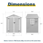 Opslagschuur van 6 ft x 4 ft/6 ft x 8 ft/8 ft x 6 ft/8 ft x 10 ft, weerbestendig kunststofhars voor buiten met vloer, gereedschapsschuur met puntdak