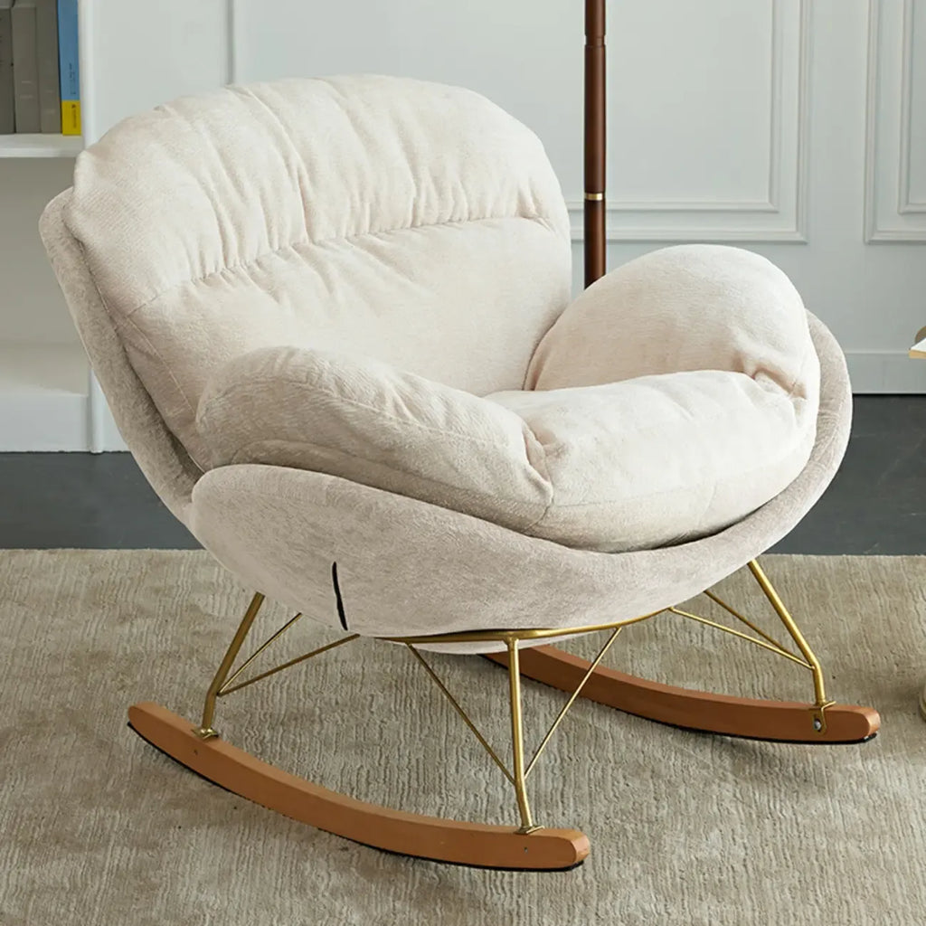 Fauteuil à bascule moderne en velours, ergonomique et rembourré, pour chambre de bébé