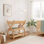 Table à langer Comfy Cubs pour bébé - construction robuste en bois, style intemporel avec deux étagères ouvertes pour les essentiels de bébé