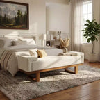 Christopher Knight Home Paulina moderne Sitzbank aus Gummibaumholz mit Bouclé-Polsterung