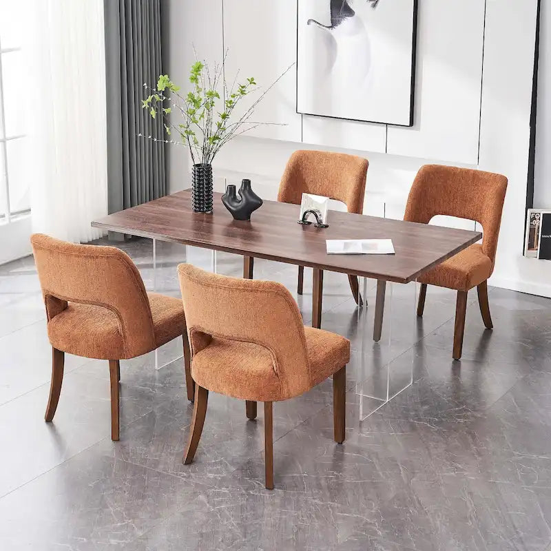 Ensemble de 4 chaises de salle à manger rembourrées en tissu