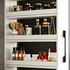 Moderner Buffetschrank aus Holz mit offenen Regalen und Rollen