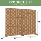 MAYEERTY Brick 01 bruine scheidingswand van gegalvaniseerd staal, 72x47x16, privacy-scherm met 6 panelen, dubbelzijdig en roestbestendig