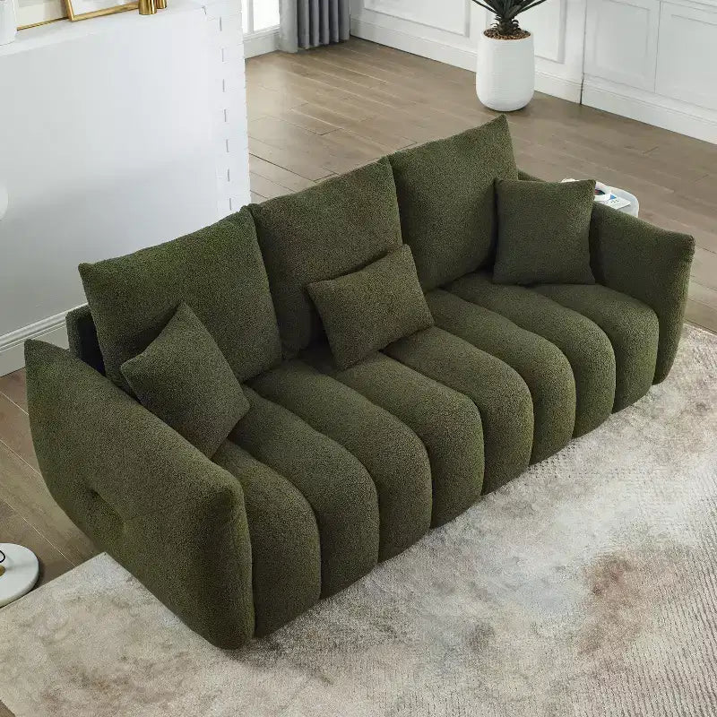 GDFStudio Alanna 79,5 modernes 3-Sitzer-Sofa mit Teddy-Stoffbezug und Kissen