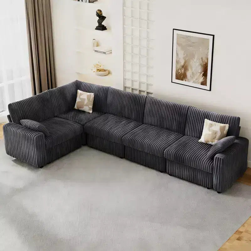 Canapé sectionnel modulaire en velours côtelé Dyonery avec housses lavables