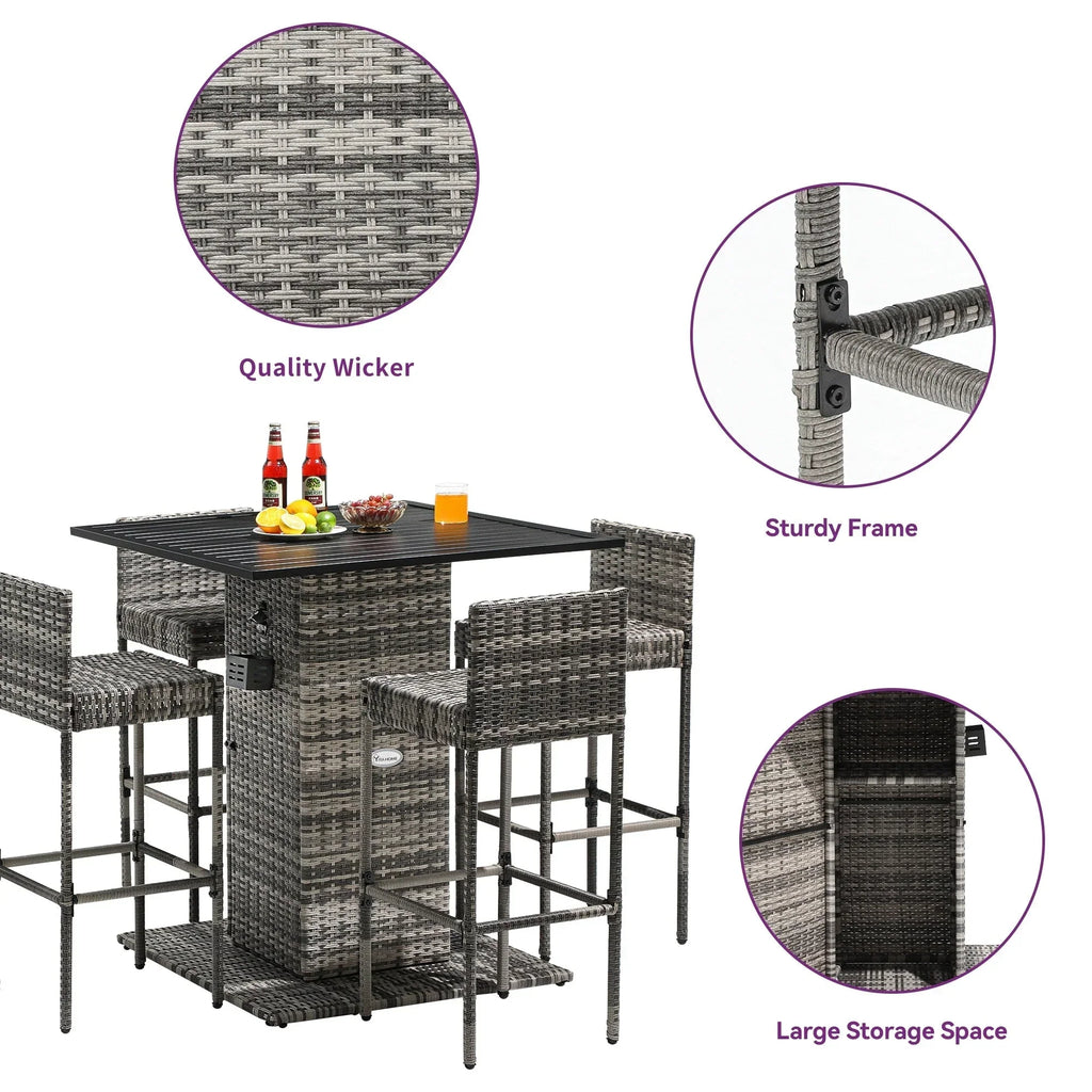 Ensemble de bar Moasis en résine tressée pour extérieur, 5 pièces – 5 pièces