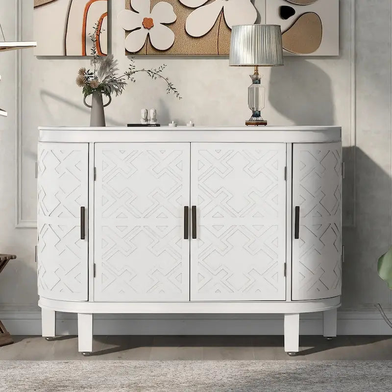 Akzent-Aufbewahrungsschrank Sideboard aus Holz mit Türen mit antikem Muster für Flur, Eingangsbereich, Wohnzimmer und Schlafzimmer