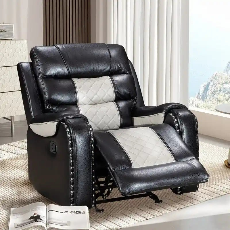 Ruime relaxfauteuil van kunstleer in Amerikaans design voor de woonkamer