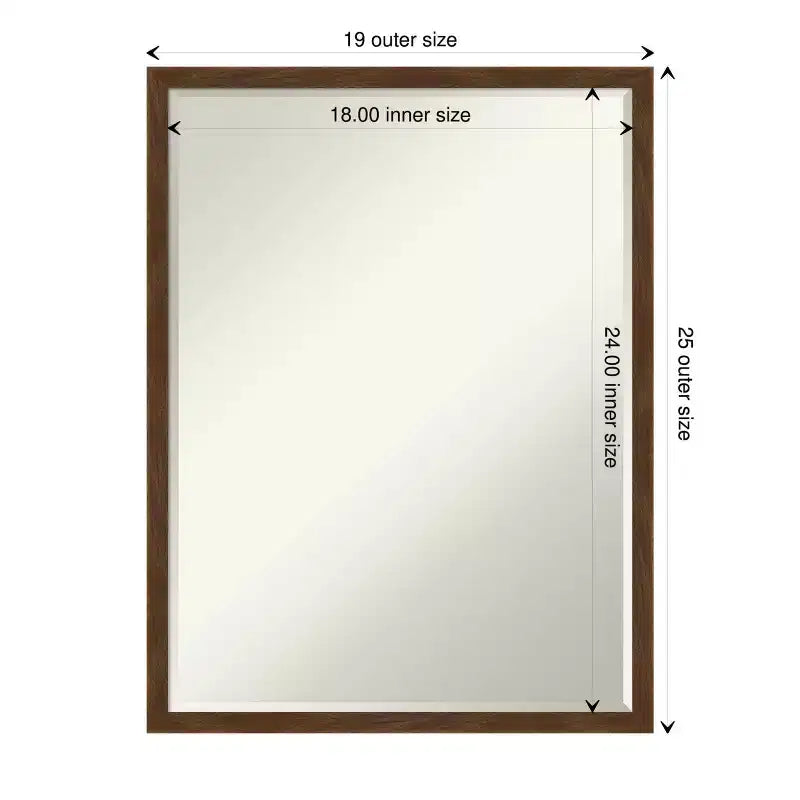 Carlisle Narrow Petite Bevel Wood Bathroom Wall Mirror, 19"x25"