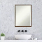 Carlisle Narrow Petite Bevel Wood Bathroom Wall Mirror, 19"x25"