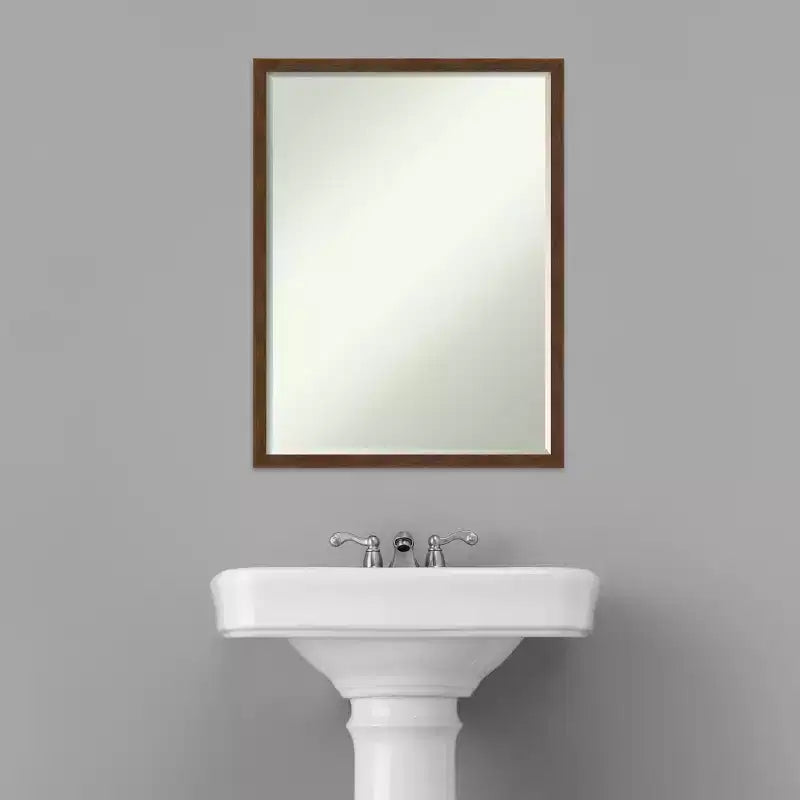 Carlisle Narrow Petite Bevel Wood Bathroom Wall Mirror, 19"x25"