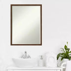 Carlisle Narrow Petite Bevel Wood Bathroom Wall Mirror, 19"x25"
