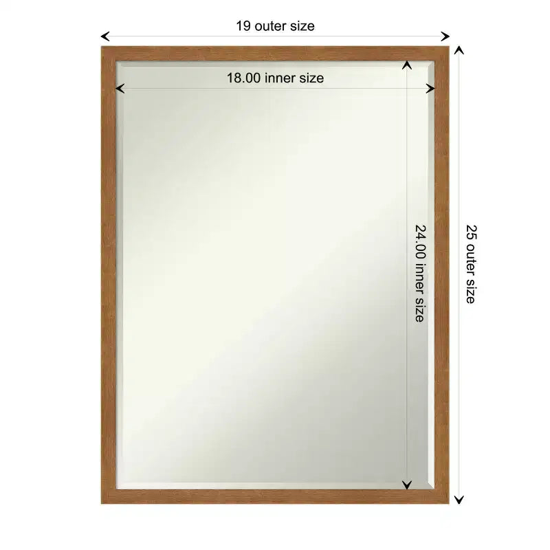 Carlisle Narrow Petite Bevel Wood Bathroom Wall Mirror, 19"x25"