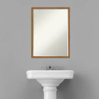 Carlisle Narrow Petite Bevel Wood Bathroom Wall Mirror, 19"x25"