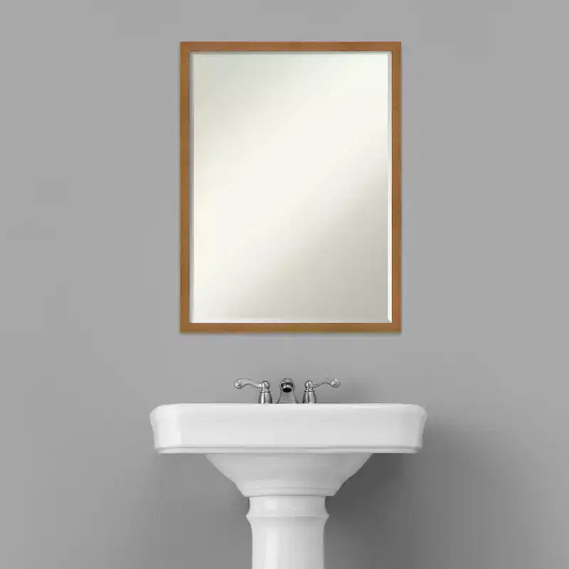 Carlisle Narrow Petite Bevel Wood Bathroom Wall Mirror, 19"x25"